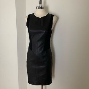 Theory Leather Mixed Media Dress